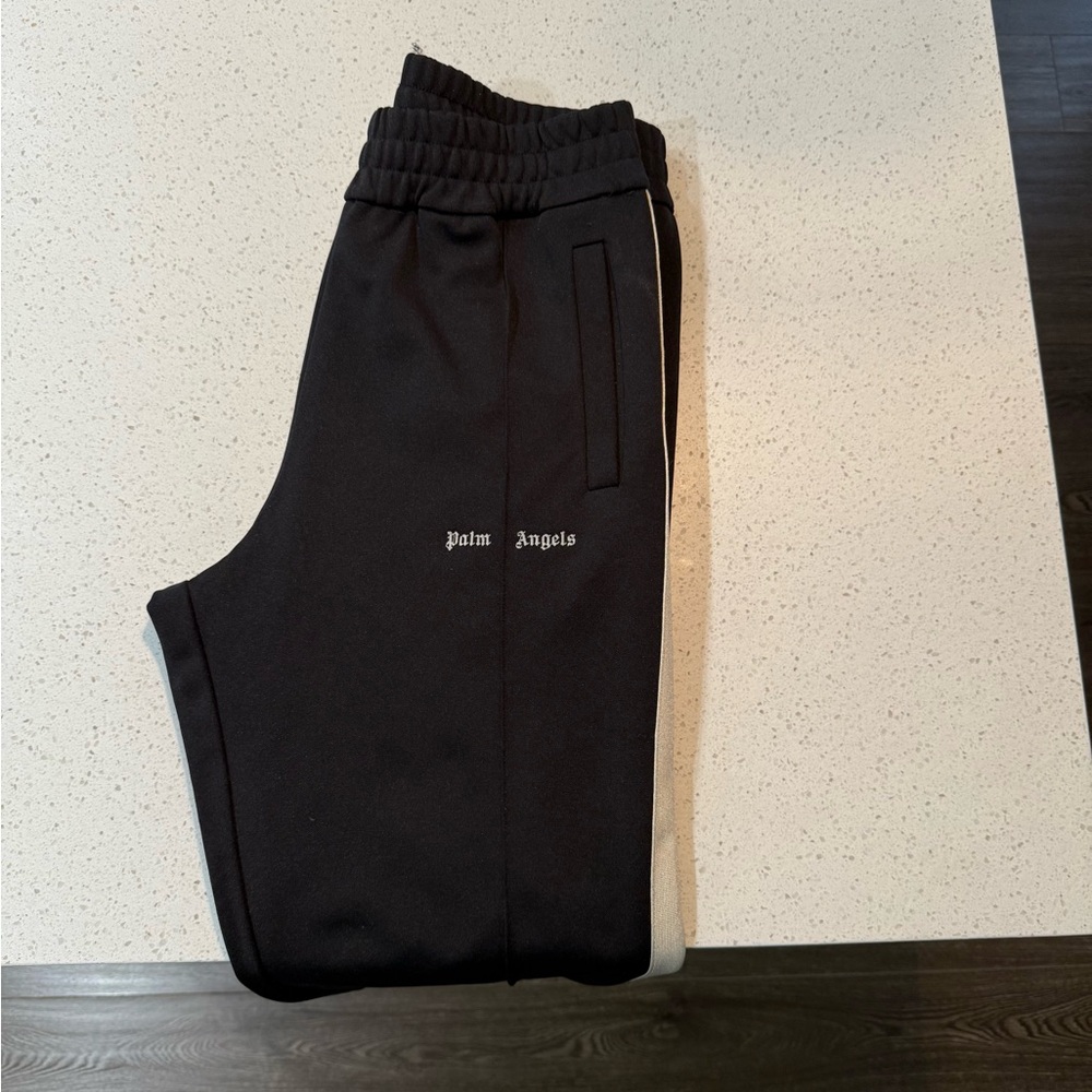 Palm Angels Black Sweatpants with White Accents